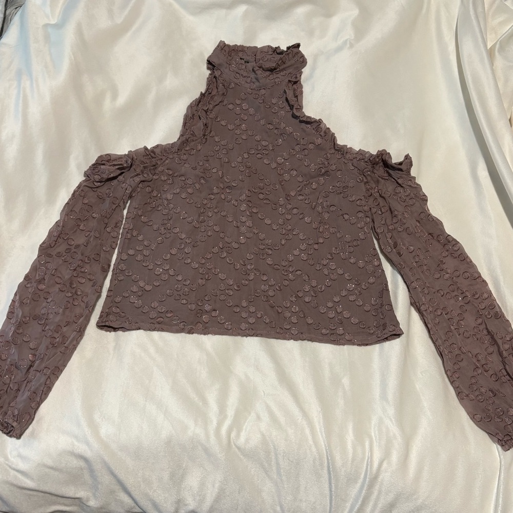House of Harlow 1960 x REVOLVE off the shoulder mauve crop